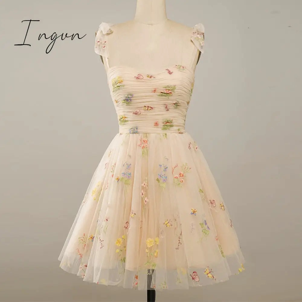 Ingvn - 2023 Elegant Party Dress Prom Dresses Mint Green Adjustable Straps Shiny Love Tulle Tea Length Wedding Party Graduation Dress