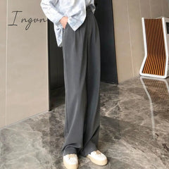 Ingvn - Pants Women Elegant Full Length Casual High Waist Trouser Office Temperament Autumn Pockets Korean Style All-match Female Cozy