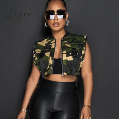 Ingvn - Fashion vest Jacket for Women 2023 Spring New Solid Color Sleeveless Slim Crop Tops Women Vest
