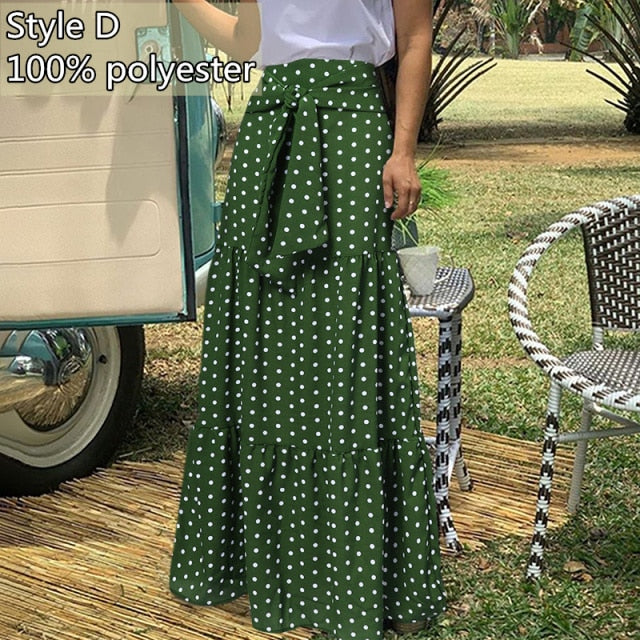 Long Skirts Women  Autumn Celmia Vintage High-Waist Female Skirts Casual Plaid Check Loose Printed Belted Pleated Maxi Skirt