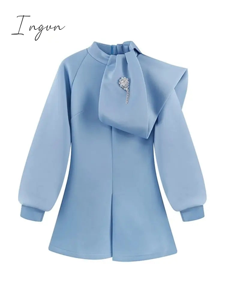 Ingvn - Women's Lantern Sleeve Dress Female Vintage Fashion O-neck Elegant Trendy Sense Dresses 2023 Spring New