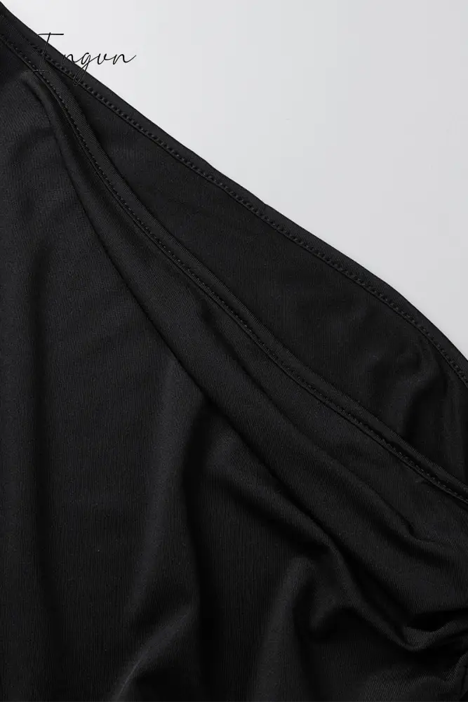 Ingvn - Sexy Solid Patchwork One Shoulder Pencil Skirt Dresses(5 Colors)