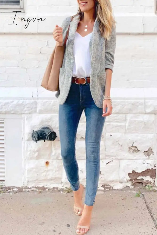 Ingvn -  Casual Slim Suit Jacket Tops(4 Colors)