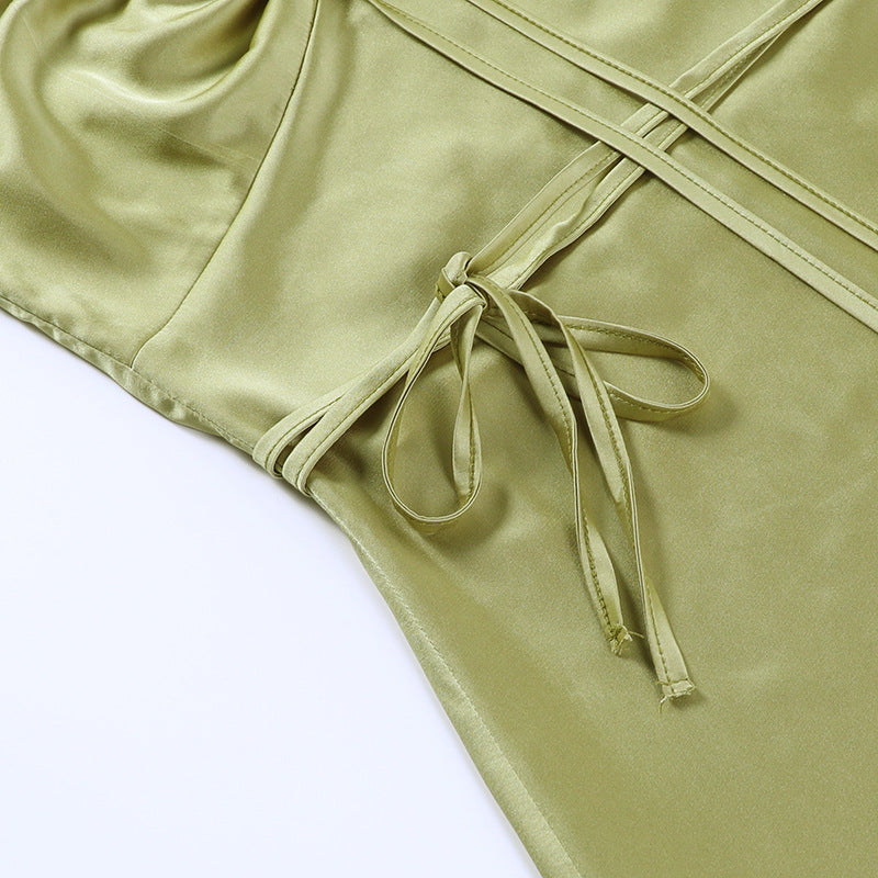 Voguable Green Mini Dress Sexy Satin Slip Summer Dress Beach Outfits for Women Fashion Sleeveless Purple Slim Club Party Dresses