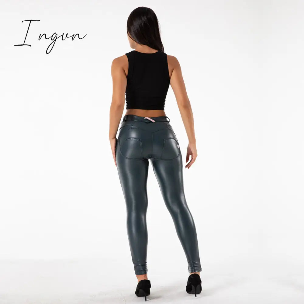 Ingvn - Melody Faux Leather Pants for Women Plus Sizes Skinny Leggings Latex Pencil Pu Pants Women's Clothing Fashion