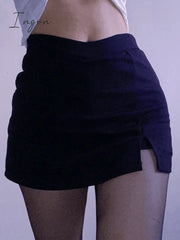 Ingvn - Lined Detail Split Cargo Mini Skirt