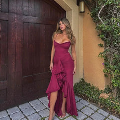 Irregular Mesh Party Dresses New Arrivals Spaghetti Strap Bodycon Dress Fashion Ruched Long Dress Women