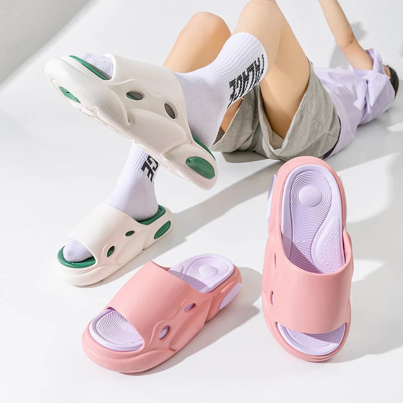 Ingvn  Fashion Mix Color Unisex Outdoor Slippers  Summer Eva Thick Sole Beach Slides Woman Non Slip Flip-Flops Couple Home Shoes