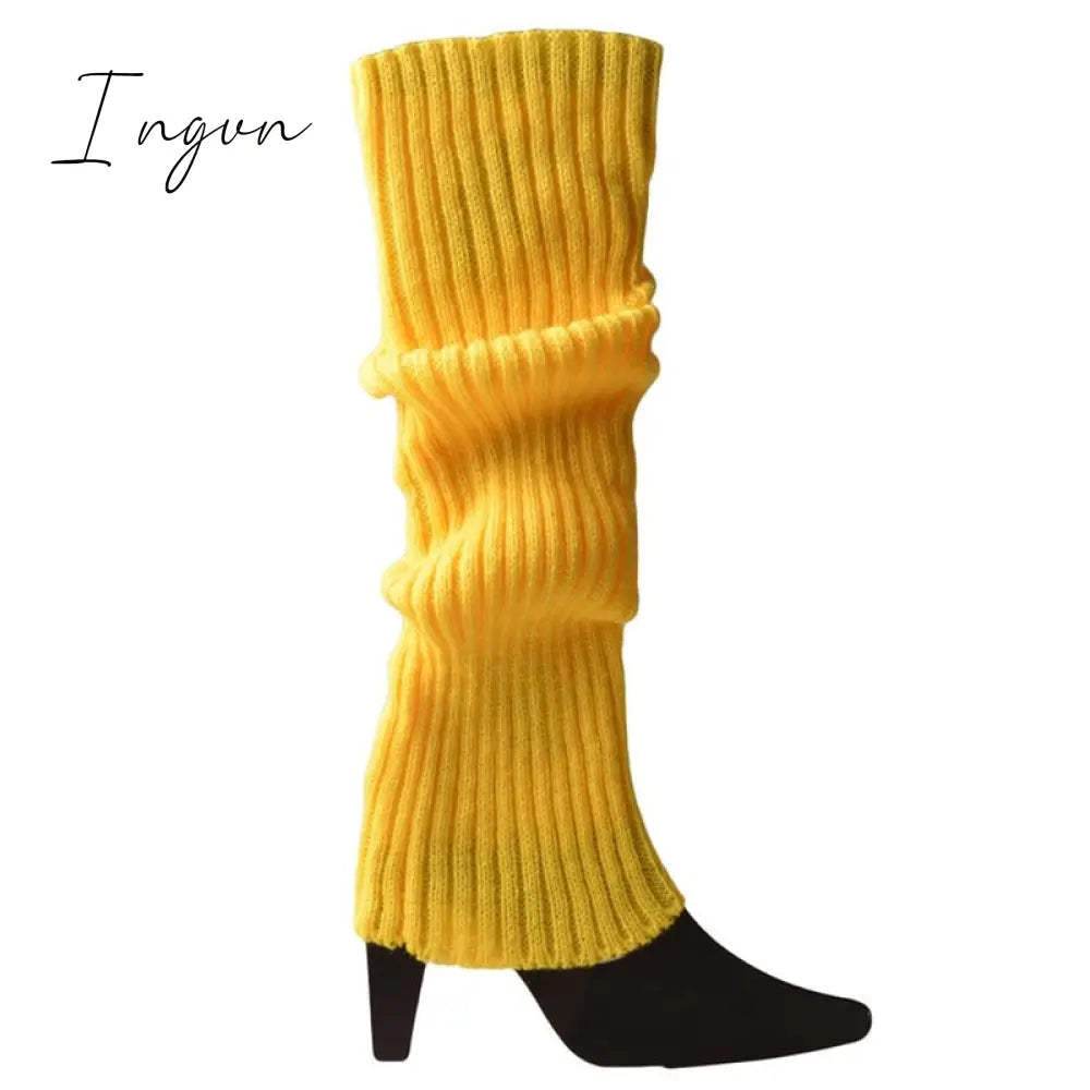 Ingvn - Lolita Leg Warmers Women Warm Winter Knit Foot Cover Crochet Knee Socks Warm Boot Cuffs Beenwarmers Japanese Long Socks