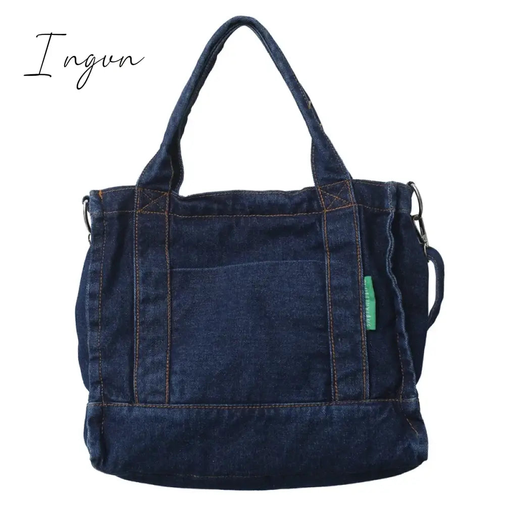Ingvn - Denim Women's Bag 2024 New Eco Reusable Ladies Handbags Canvas Shopping Travel Shoulder Bags Unisex Jeans Crossbody Bag Shoppers