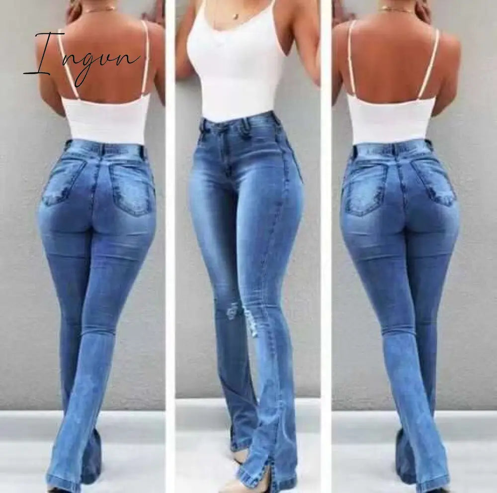 Ingvn - Spring Casual Baggy Jeans Women Fashion High Waist Jeans Mom Denim Trousers Overalls Oversize Boyfriend Pants Vintage