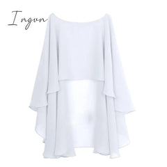 Ingvn - Womens Ladies Soft Wedding Capes Wedding Jacket Wraps Chiffon Shrug Bridal Bolero Long Shawl and Wraps Evening Wedding Cover Up