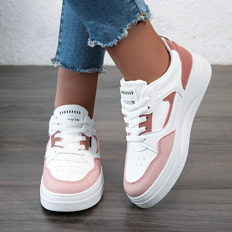 Spring Collection - Womens Fashion Sneakers - Stylishly Simple & Versatile - Non-slip Flat Sole for Outdoor Adventures - Comfortable Lace-up Design