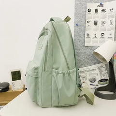 INGVN  Waterproof Teenage Bookbag Nylon Rucksack Fashion Girl Backpack Women Shoulder Bag High School Schoolbag Black