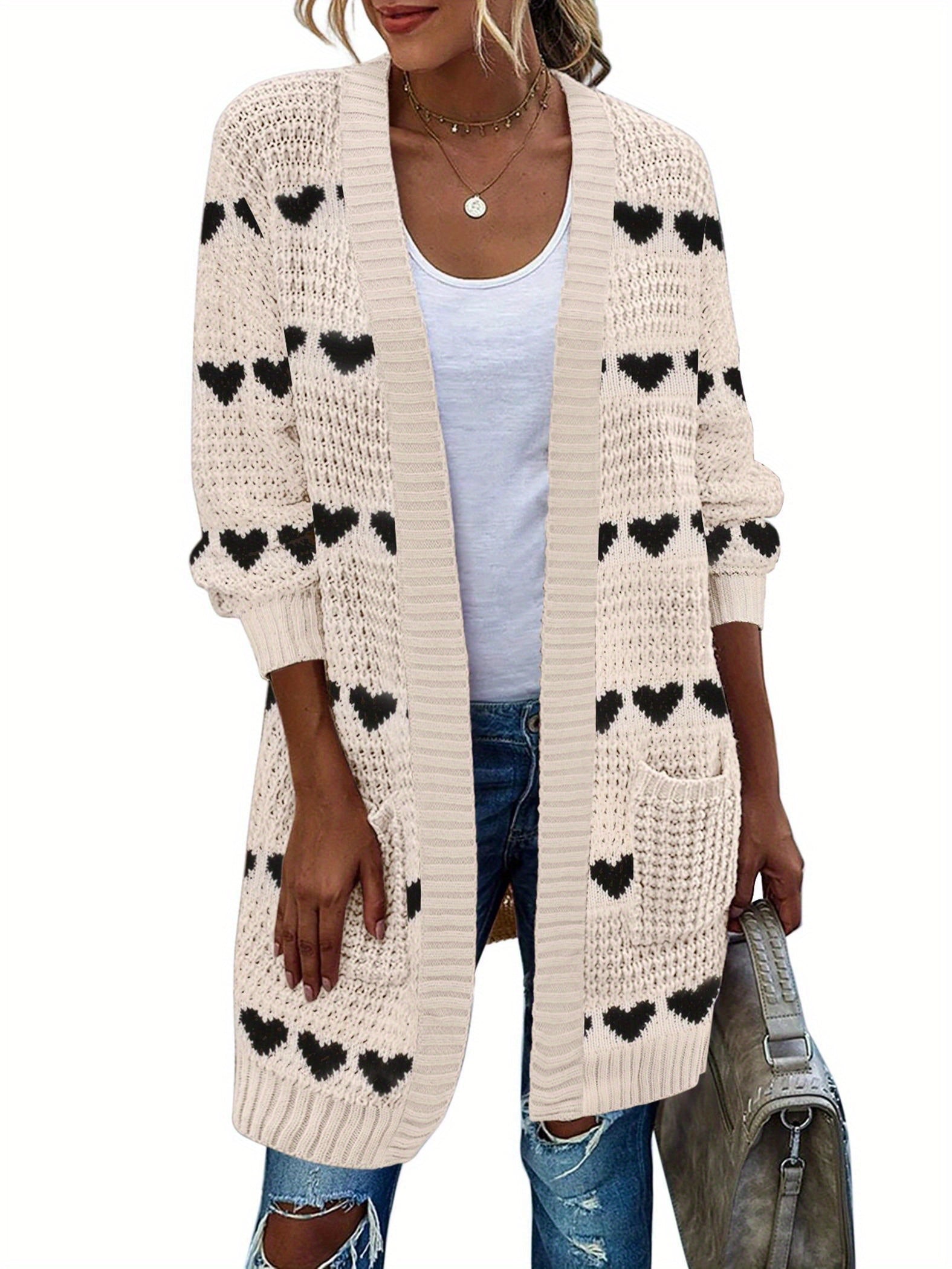 New Season Women's Oversized Lantern Sleeve Open Front Chunky Knit Fall Sweater Cardigan with Cozy Outwear Design