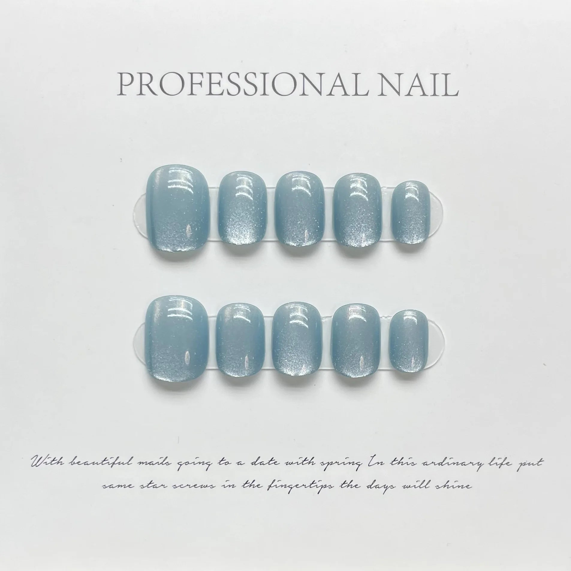 10Pcs Cute Handmade Press On Nails Full Cover Pearls Design Short Round Head False Nails Artificial Manicure Wearable Nail Tips