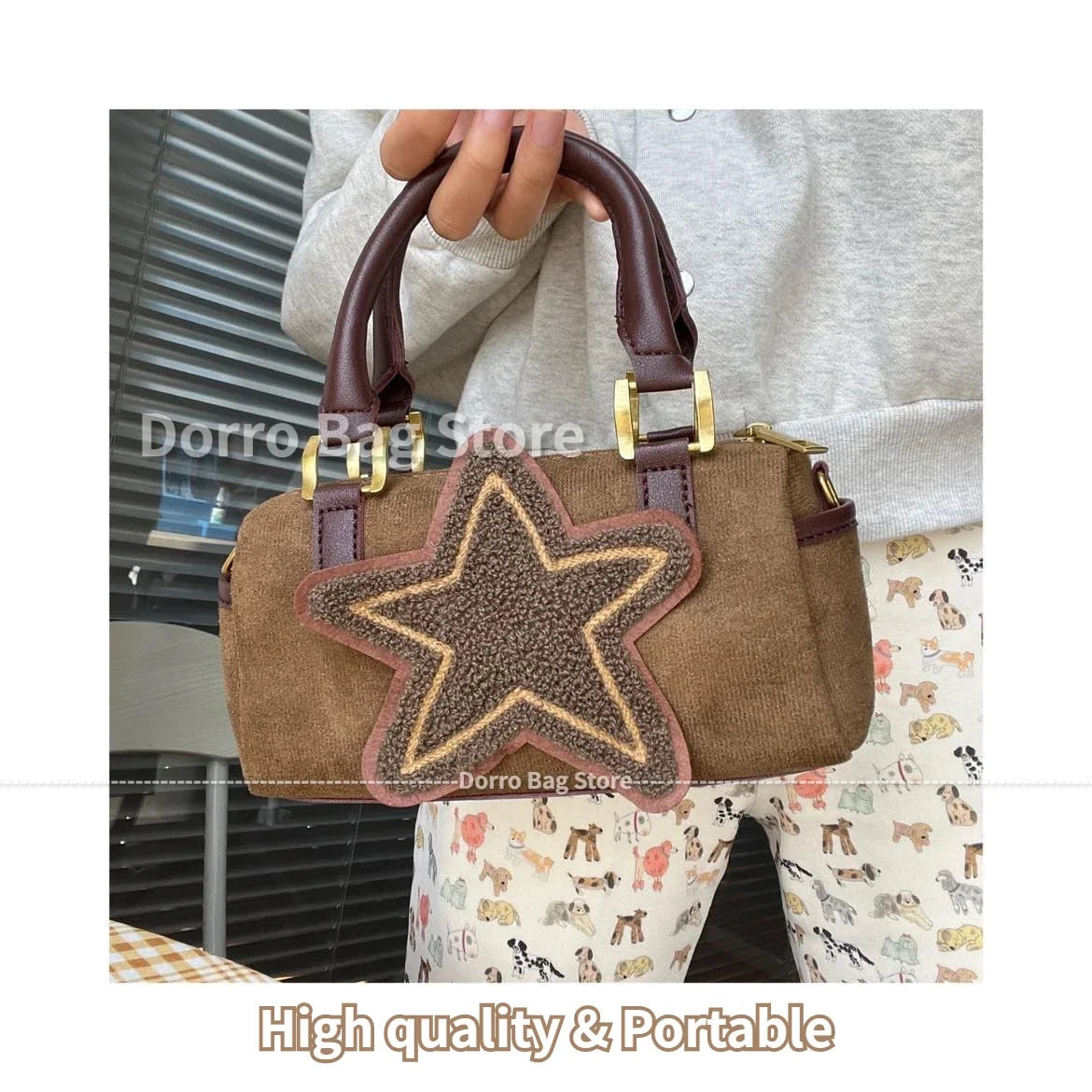 Ingvn  Sweet Stars Y2k Ladies Messenger Bags Fashion Vintage Faux Deerskin Women's Shoulder Bag Mini Cute Retro Female Handbags Purse