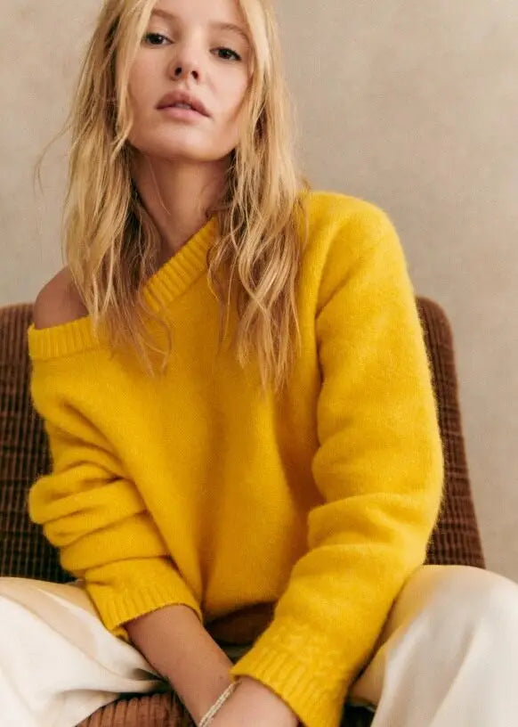 Solid Knit O-neck Elegant Women Pullover Long Sleeve Oversized Loose Soft Warm Sweater  Autumn Chic Casual Office Knitwears