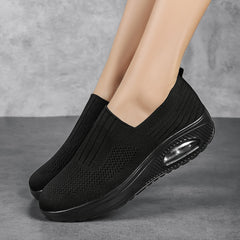 Ultra-Comfy Striped Air Cushion Slip-on Platform Sneakers - Lightweight, Breathable, Normal Support, Spring & Autumn Essential - Womens Normal Pronation Walking Shoes