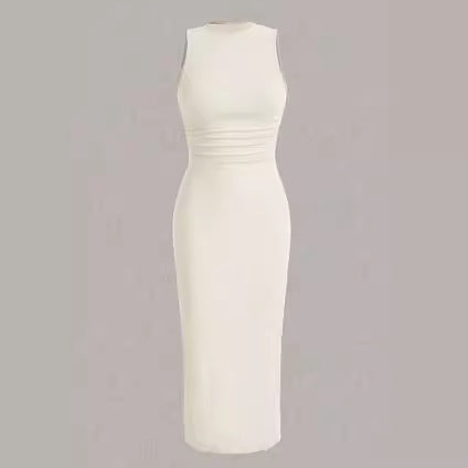 Spring and summer new plain color wrinkled waist vest skirt