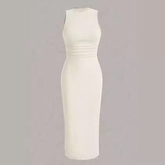 Spring and summer new plain color wrinkled waist vest skirt