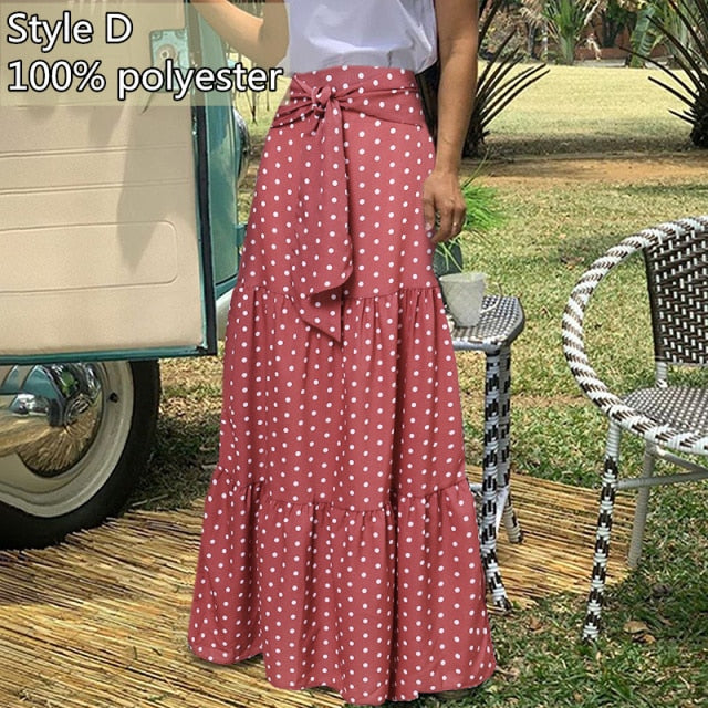 Long Skirts Women  Autumn Celmia Vintage High-Waist Female Skirts Casual Plaid Check Loose Printed Belted Pleated Maxi Skirt