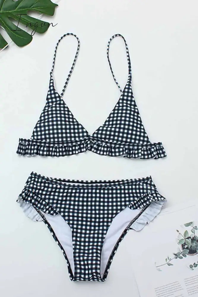 Ingvn - Plaid Split Swimsuit