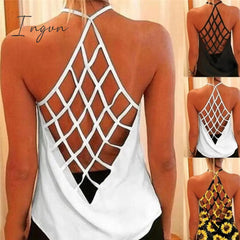 Ingvn - Women's Camisole & Tanks Solid Sleeveless Tops Backless Hollow Out Open Back Cool Loose Top Sexy Vest Camis