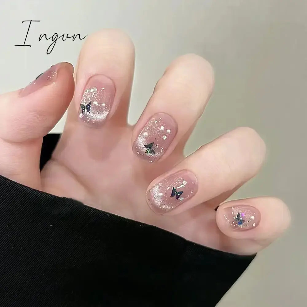 24pcs detachable cat eyes red wine false nails with glue full cover ballet square almond shiny acrylic press on fake nails tips