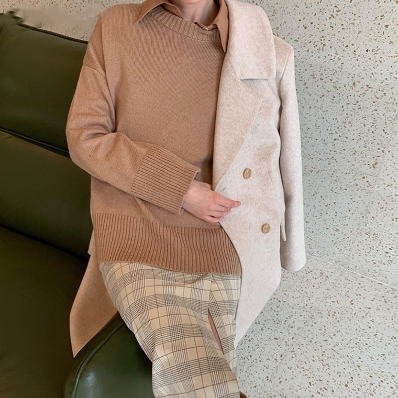 Voguable Elegant Women Sweater Oversized Knitted Basic Pullovers O Neck Loose Soft Female Knitwear Jumper