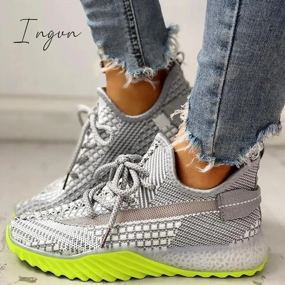 Ingvn - Net Surface Breathable Lace Up Yeezy Sneakers