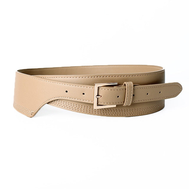 Luxury ladies wide belt elastic vintage buckle leather wide fashion wild pin buckle women's belt waist seal belt