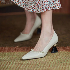 Pointed Toe White Women's Summer Footwear Shoes for Woman Pumps Pearl High Heels Black on Heeled Wedding Bride Shoe 39 Y2k