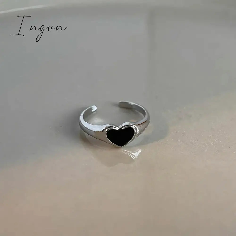 Simple Vintage Zircon Heart Rings For Women Ring Korean Fashion Cold Wind Index Finger Ring Metal Wedding Couple Party Jewelry