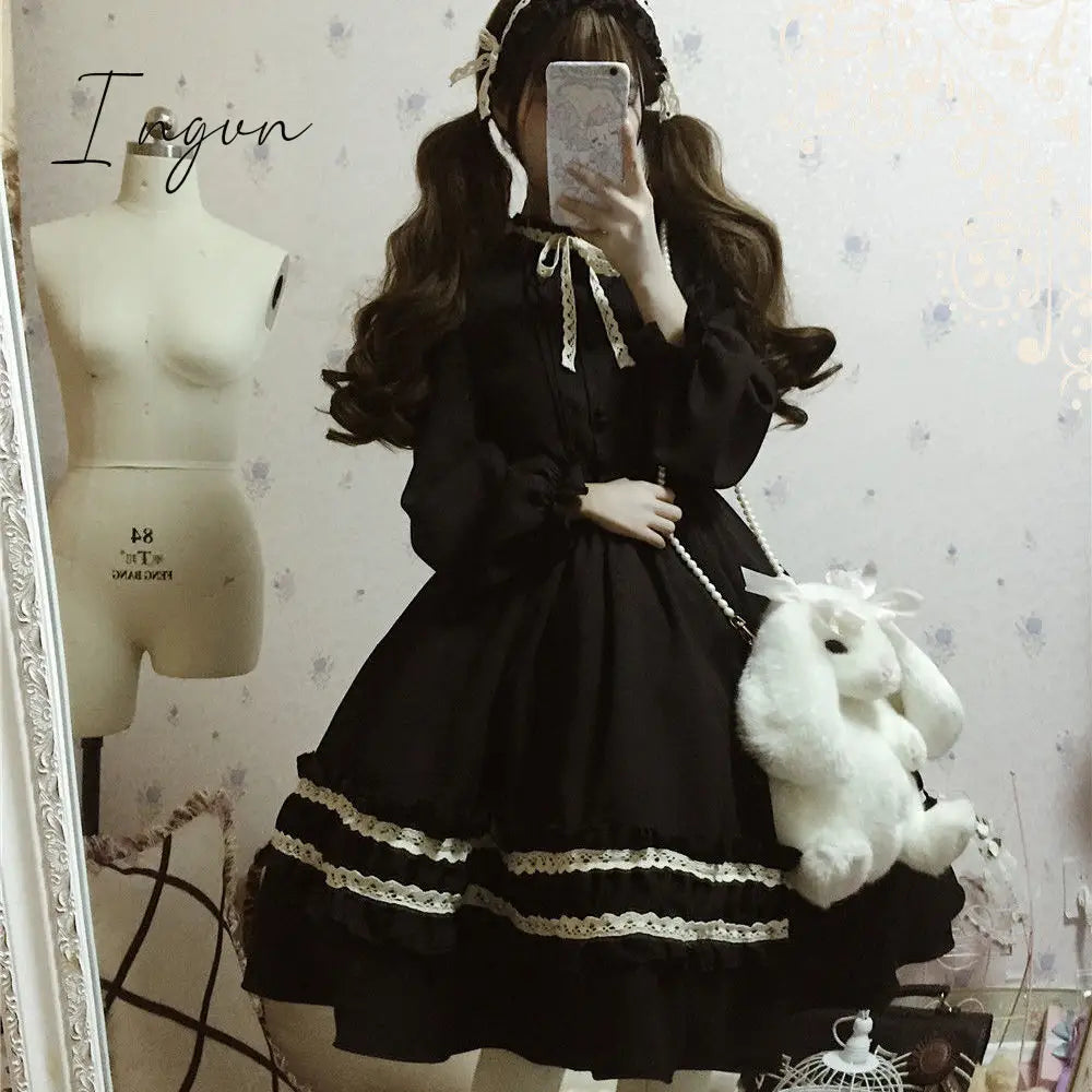 Ingvn - Quality Kawaii Lolita Style Dress Women Lace Maid Costume Dress Costume Sweet Gothic Party Robe Renaissance sSpring
