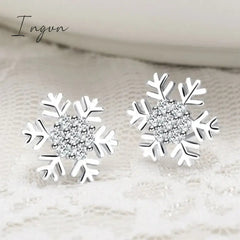 Crystal Zircon Snowflake Stud Earrings For Women Shiny Rhinestone Charm Earring Girls Christmas New Year Birthday Jewelry Gifts