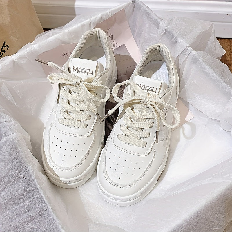 Womens Fashionable Platform Skate Sneakers - Stylish & Comfortable Low Top Shoes - Durable for Outdoor Adventures, Perfect for Students & Preppy Casual Wear