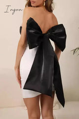 Sexy Solid With Bow Contrast Strapless Wrapped Skirt Dresses