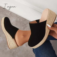 Ingvn - Espadrilles Mule Wedges Slip on Backless Sandals