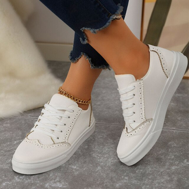 INGVN   Women's Sneakers Lace Up Ladies Flat Shoes for Women 2026 Autumn Vulcanized Shoes Comfort Fashion Woman Flats Shallow New