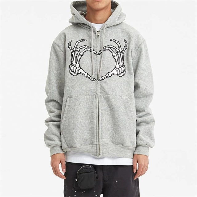 Y2K Retro Dark Gray Butterfly Zipper Hooded Sweatshirt 90s Harajuku Punk Gothic Zip Up Hoodie Long-sleeved Loose Jacket
