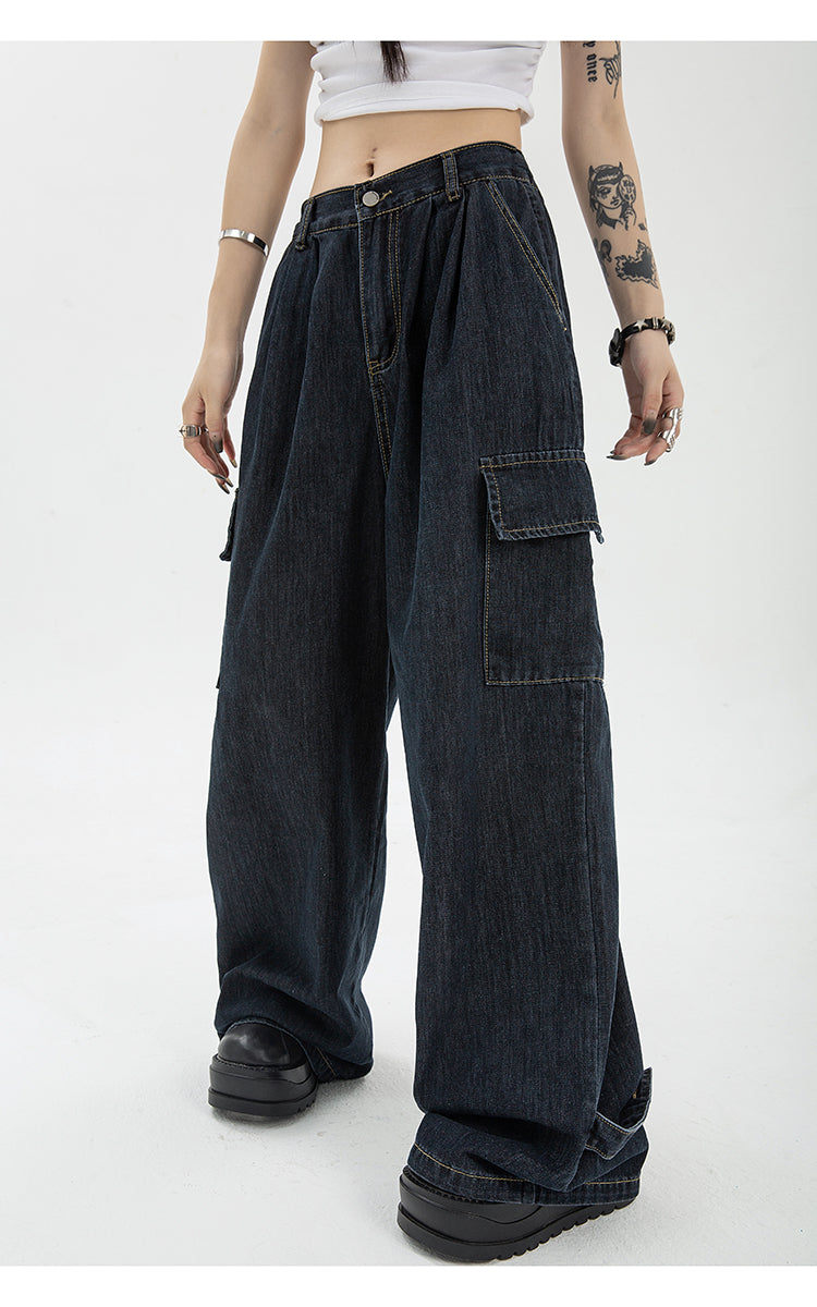 Harajuku Oversize Cargo Pants Women Japanese Streetwear Loose Wide Leg Trousers for Female Pockets Baggy Jeans Pant