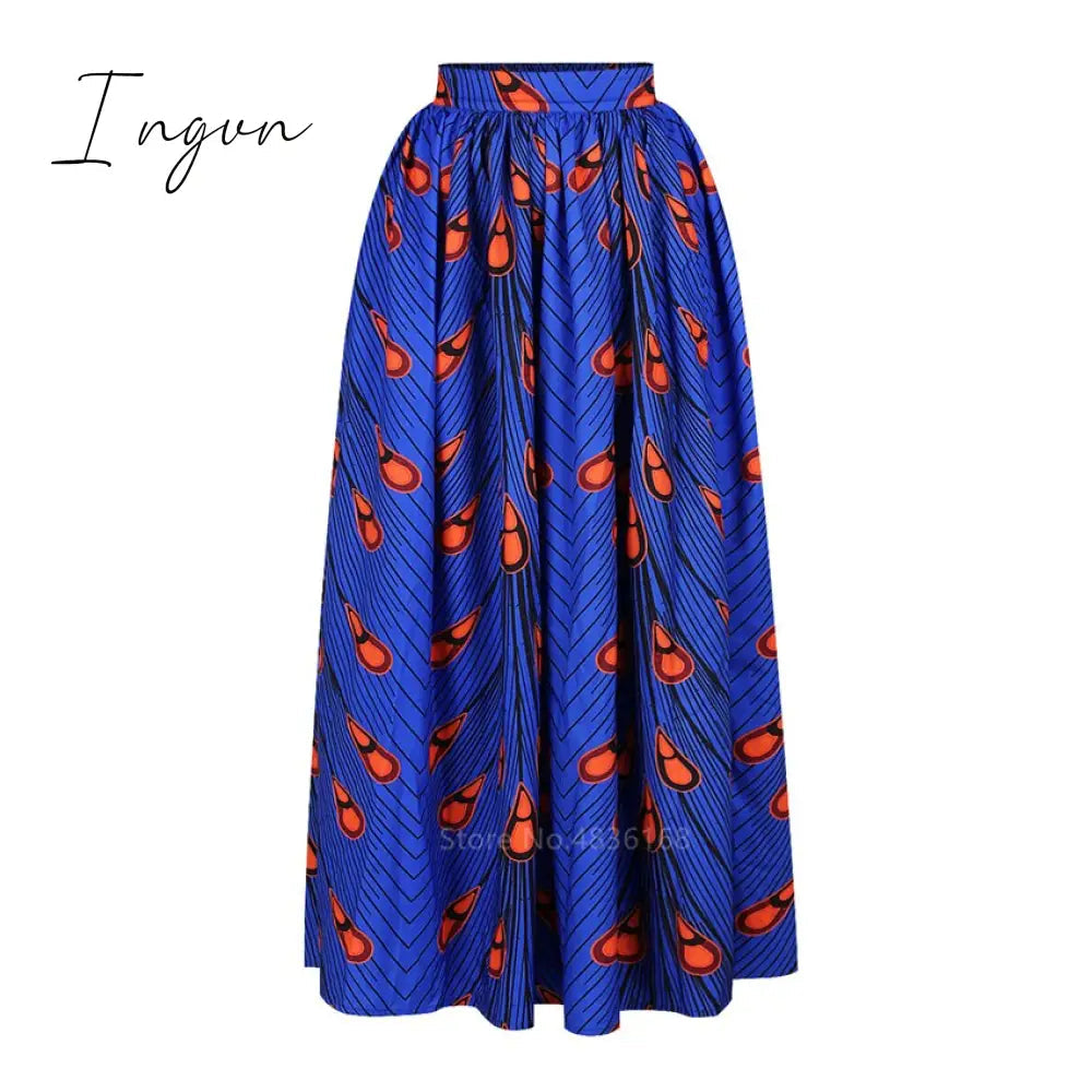 Ingvn - African Dresses for Women Autumn 2-piece Set Lady Full Sleeve Shoulder Off Festher Dashiki Print Split Skirts Africna Clothes