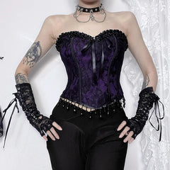 Gothic Crop Tops Black Spaghetti Strap Corset Tops New Goth Punk Grunge Fairy Core Sexy Y2K Halloween Clothing