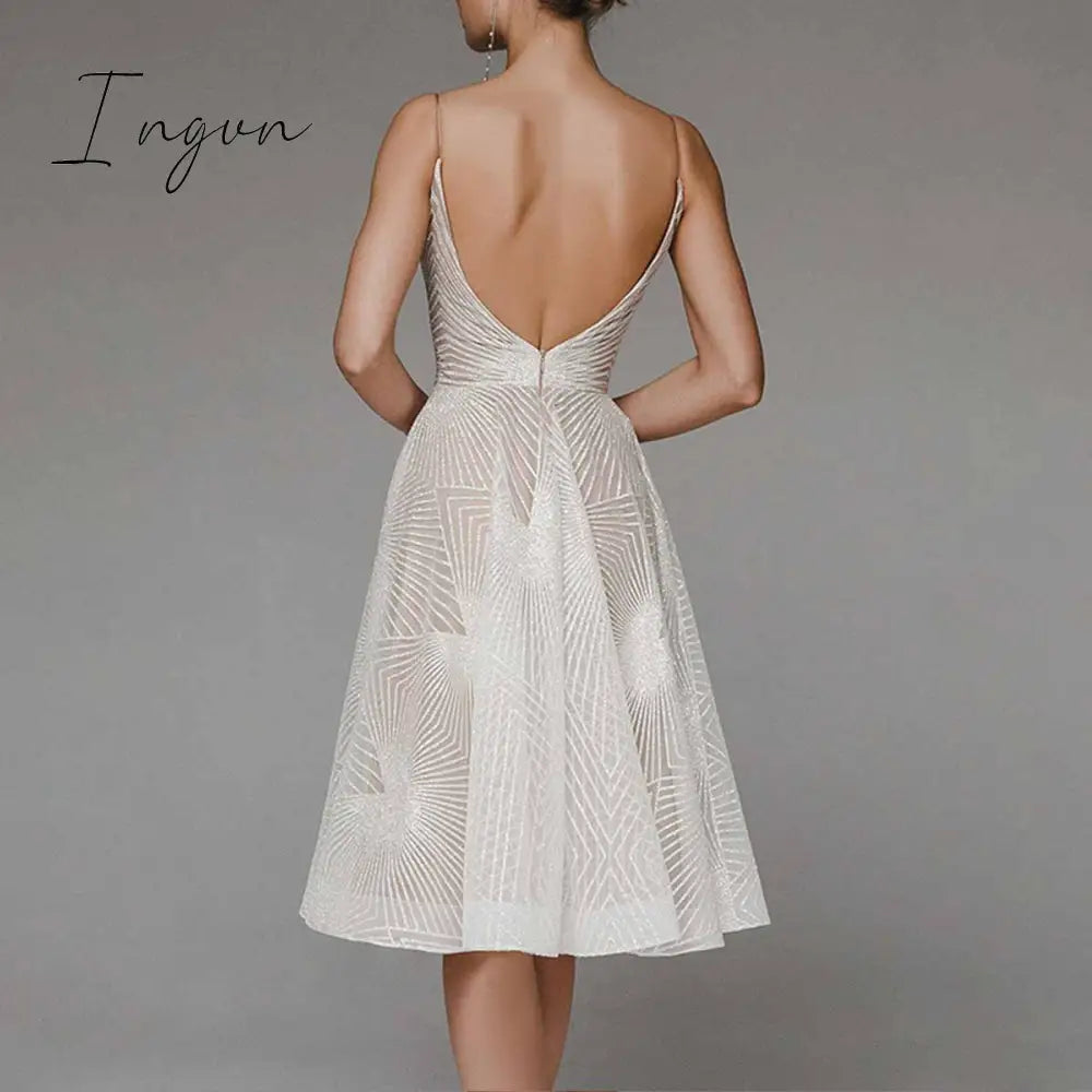 Ingvn - Sexy Slip Backless Embroidered Midi Dresses for Women Summer Elegant Luxury Evening Guest Wedding Long Formal Party Dress