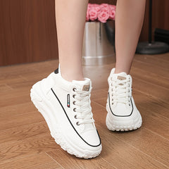 Plus Size Women's Comfortable High Top Platform Sneakers, Casual Lace Up Outdoor Shoes