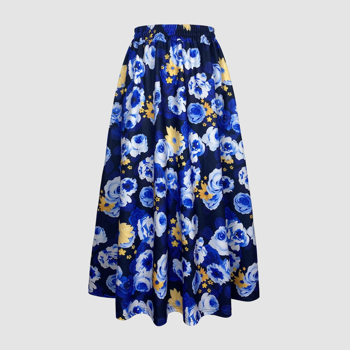 Floral Print Flared Swing Skirt, Elegant High Waist Midi Skirt, Women's Clothing