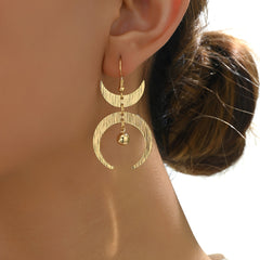 Exquisite Crescent Moon Dangle Earrings - Hypoallergenic Iron Drop Earrings with Luminous Pearl Accent, No Plating, 1 Pair for Women - Perfect Accessory for Parties, Music Festivals, and Everyday Wear