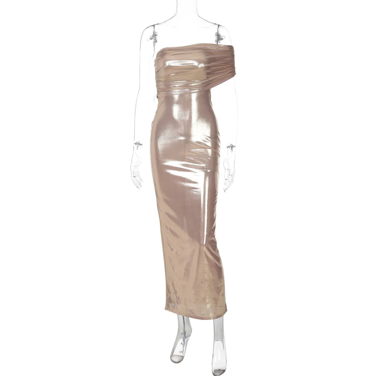 Off-shoulder Elegant Neck-mounted Patchwork Sleeveless Bodycon Maxi Dress For Women Slim High Waist Club Party Dress
