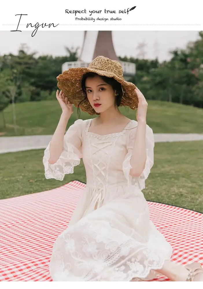 Ingvn - Vintage Retro Dress Women French Style Elegant Designer Fairy Dress Casual Slim Chiffon Party Dress  Autumn Women's Clothing